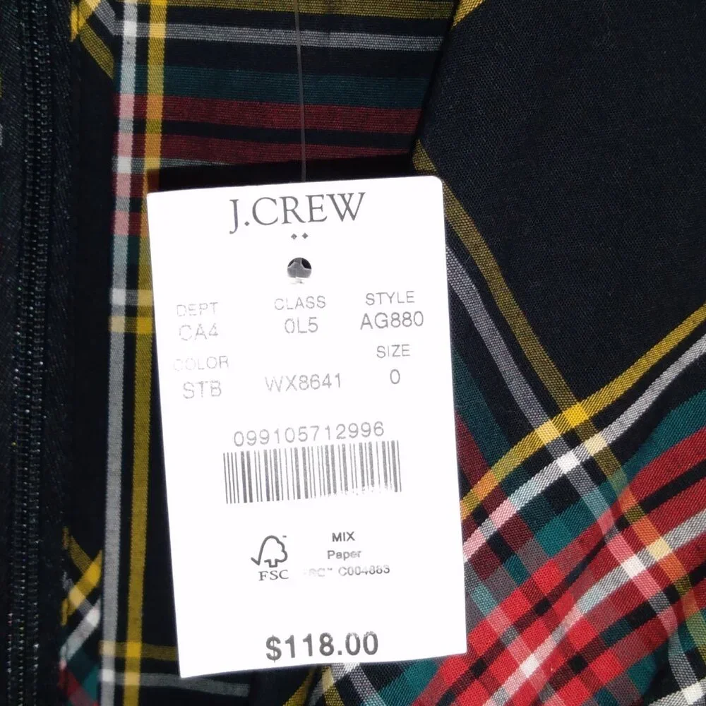 NWT J. Crew Factory Tartan V-neck wrap dress Stewart plaid. - Picture 3 of 5
